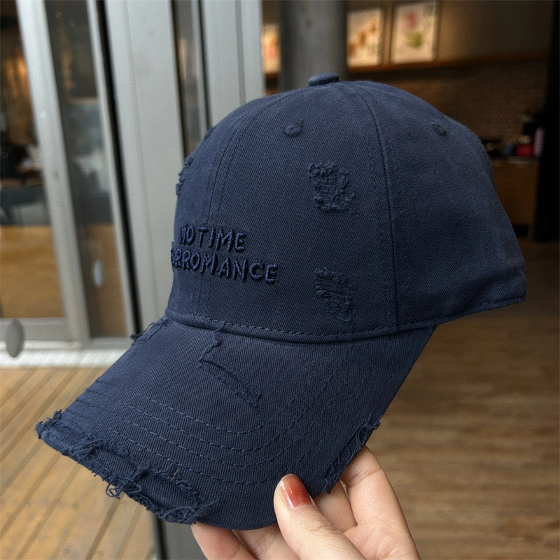 Wholesale Ripped old wide brim baseball cap with letter embroidery