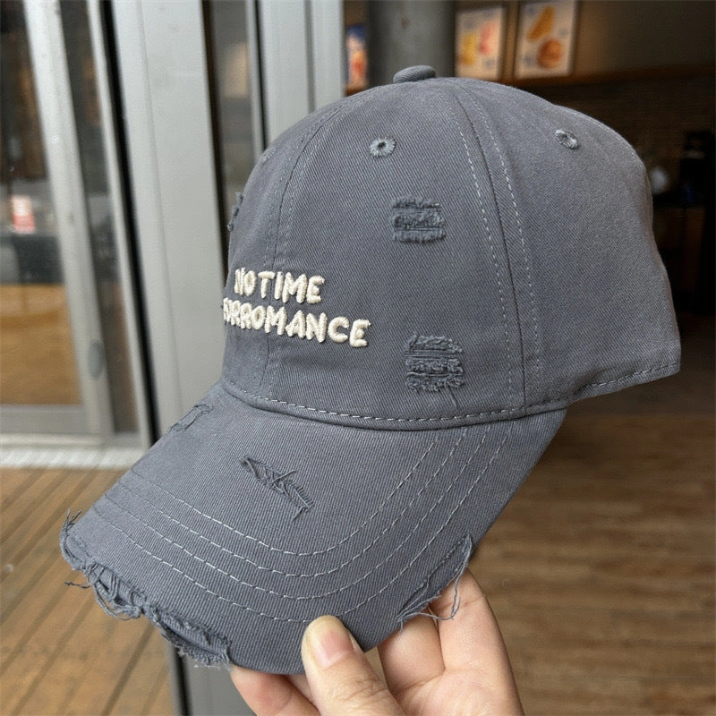 Wholesale Ripped old wide brim baseball cap with letter embroidery