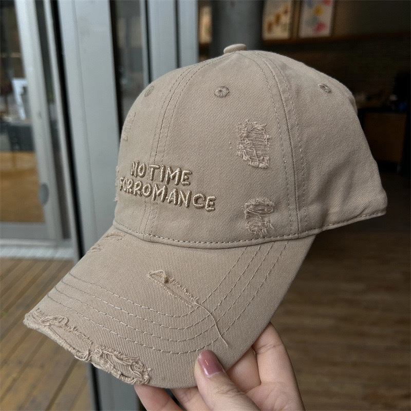 Wholesale Ripped old wide brim baseball cap with letter embroidery