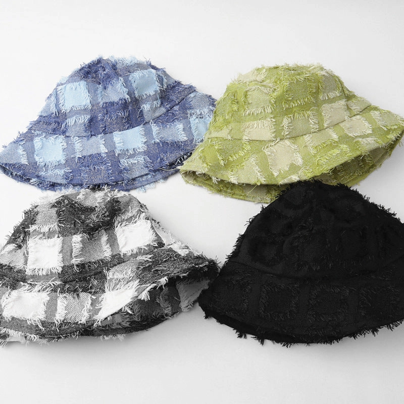 Wholesale Ruffled Plaid Cotton Fisherman Hats