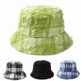 Wholesale Ruffled Plaid Cotton Fisherman Hats