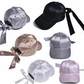 Wholesale  Satin Bright Ribbon Bow Casual Fashion Sunshade Hat