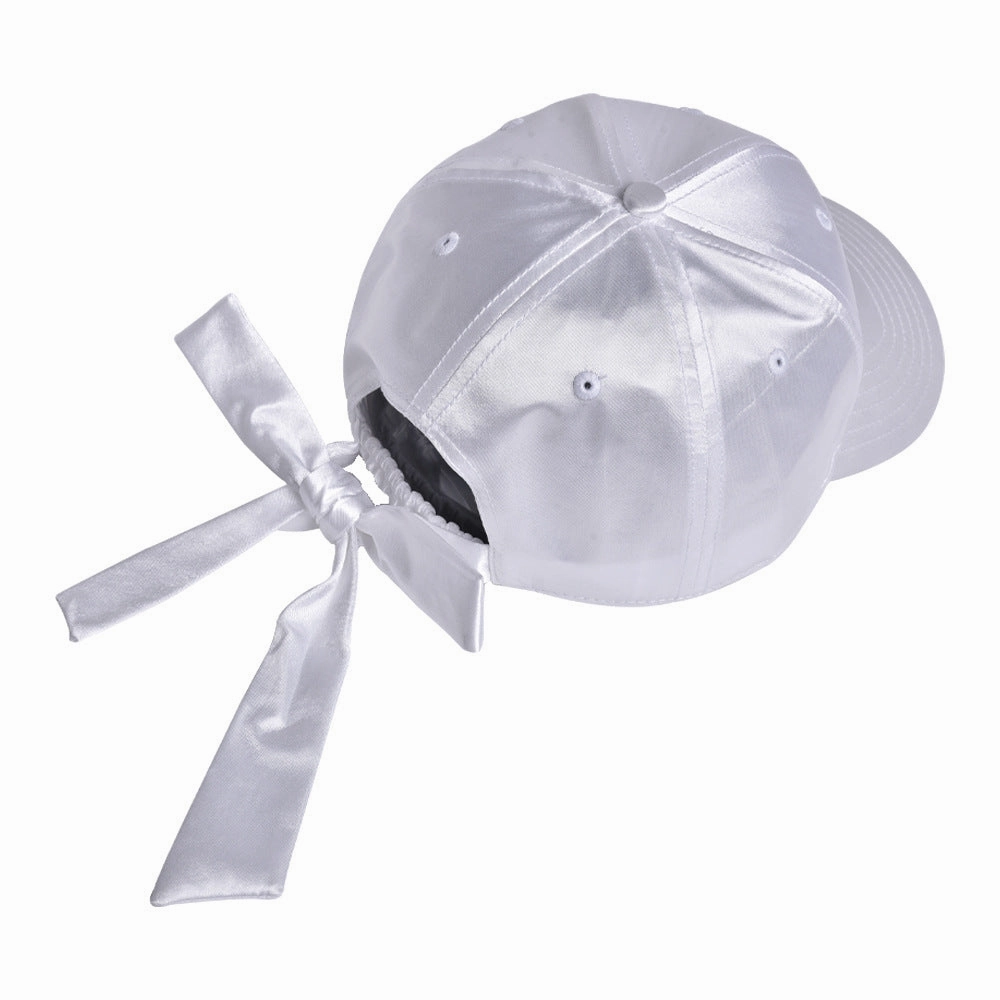 Wholesale  Satin Bright Ribbon Bow Casual Fashion Sunshade Hat