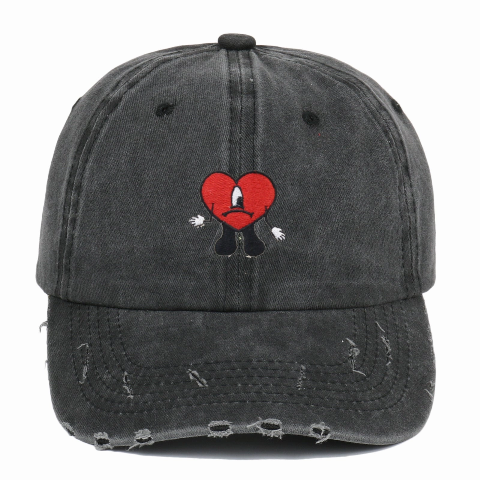 Wholesale Soft Top Red Heart Embroidered Baseball Cap