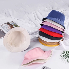 Wholesale Solid Color Double-sided Fashionable All-match Sunshade Bucket Hat
