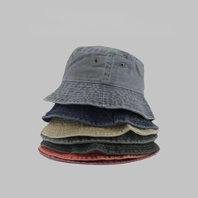 Wholesale Solid Color Washed Denim Bucket Hat