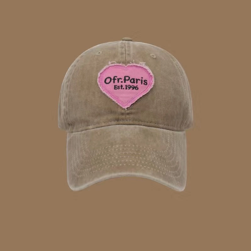 Wholesale Spring and summer large head circumference hot girl heart retro soft top baseball cap