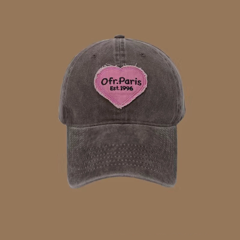 Wholesale Spring and summer large head circumference hot girl heart retro soft top baseball cap