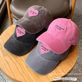 Wholesale Spring and summer large head circumference hot girl heart retro soft top baseball cap