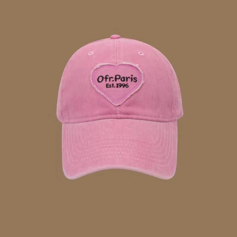 Wholesale Spring and summer large head circumference hot girl heart retro soft top baseball cap