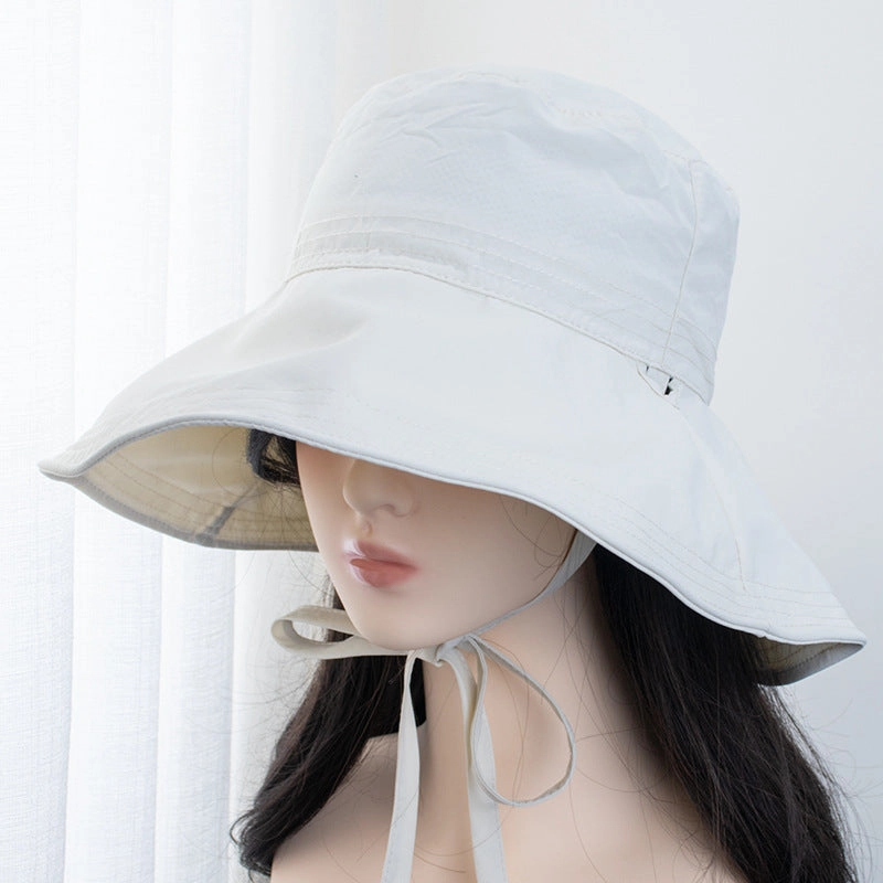 Wholesale Strap Fisherman Breathable Lightweight Sun Protection All-match Face Showing Small Bow Basin Hat