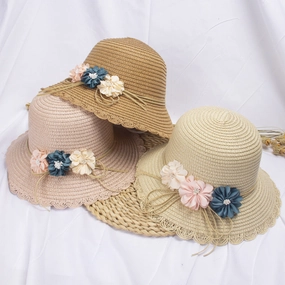 Wholesale Straw Foldable Kids Bucket Hat