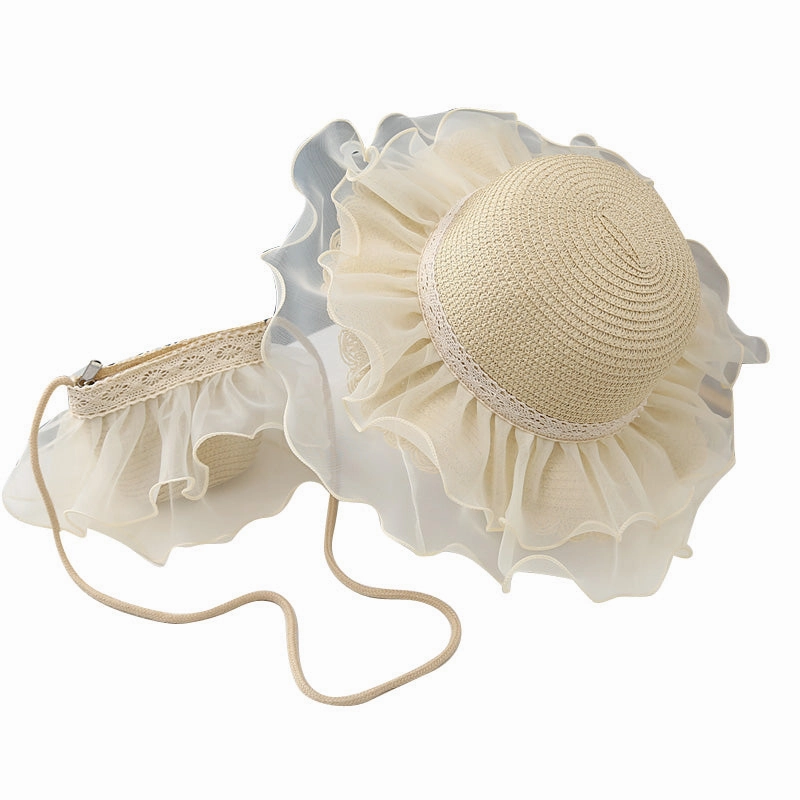 Wholesale Straw Parent-child Sunscreen Mesh Hat