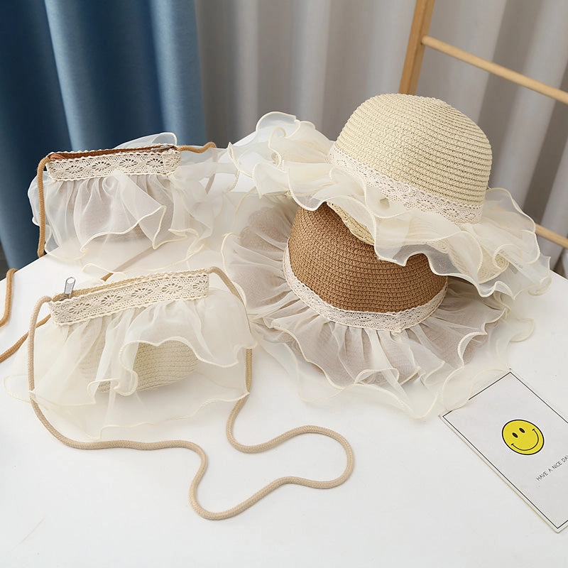 Wholesale Straw Parent-child Sunscreen Mesh Hat
