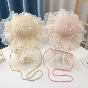 Wholesale Straw Parent-child Sunscreen Mesh Hat