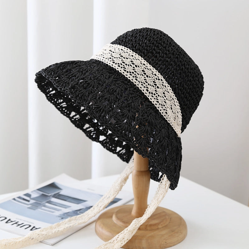Wholesale Straw Ruffle Sunshade Bucket Hat