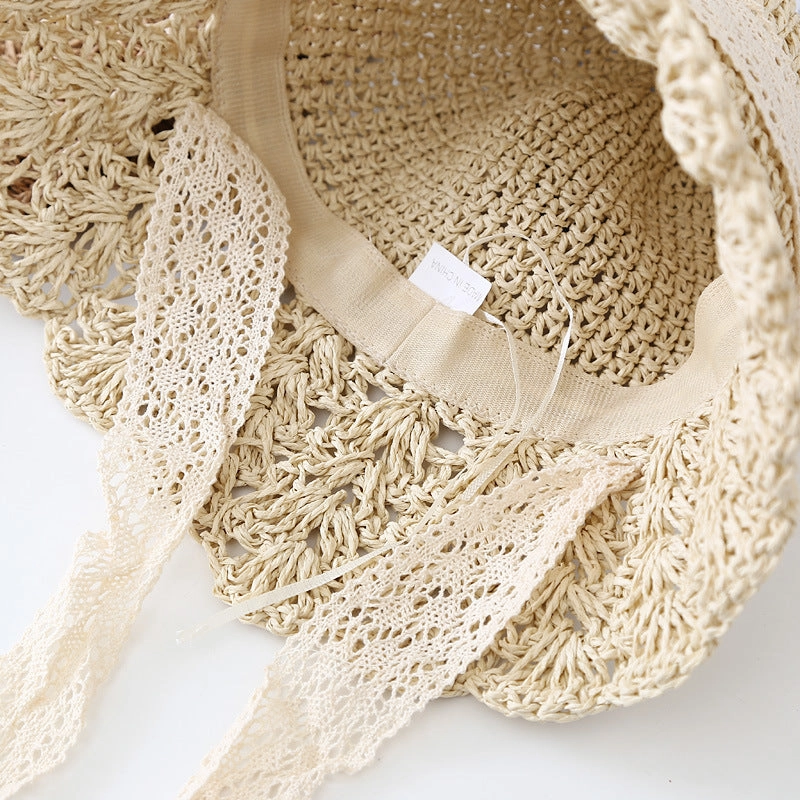 Wholesale Straw Ruffle Sunshade Bucket Hat