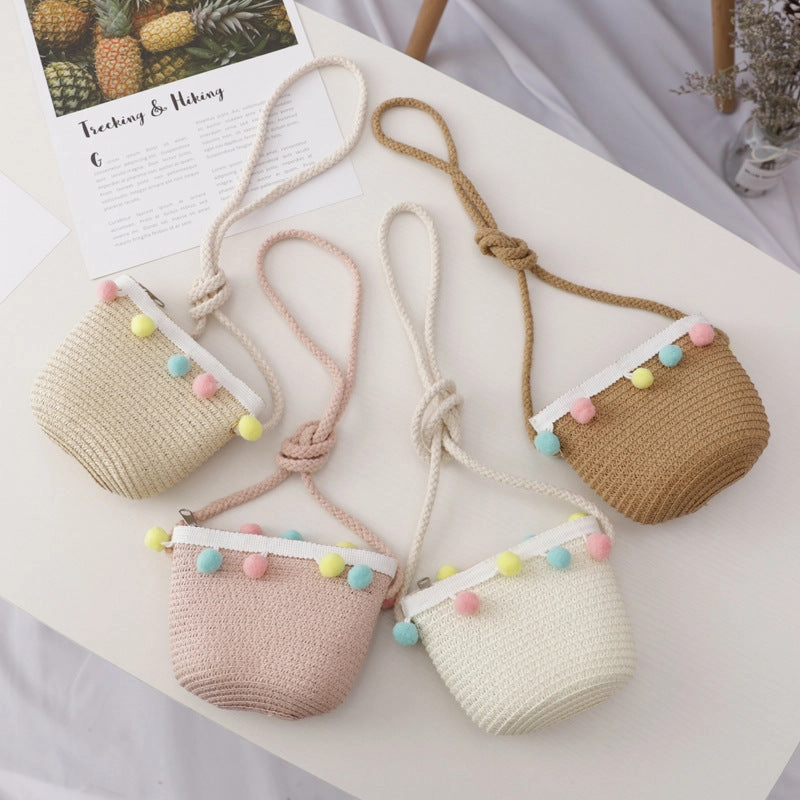 Wholesale Straw Sunscreen Kids Bucket Hat Set