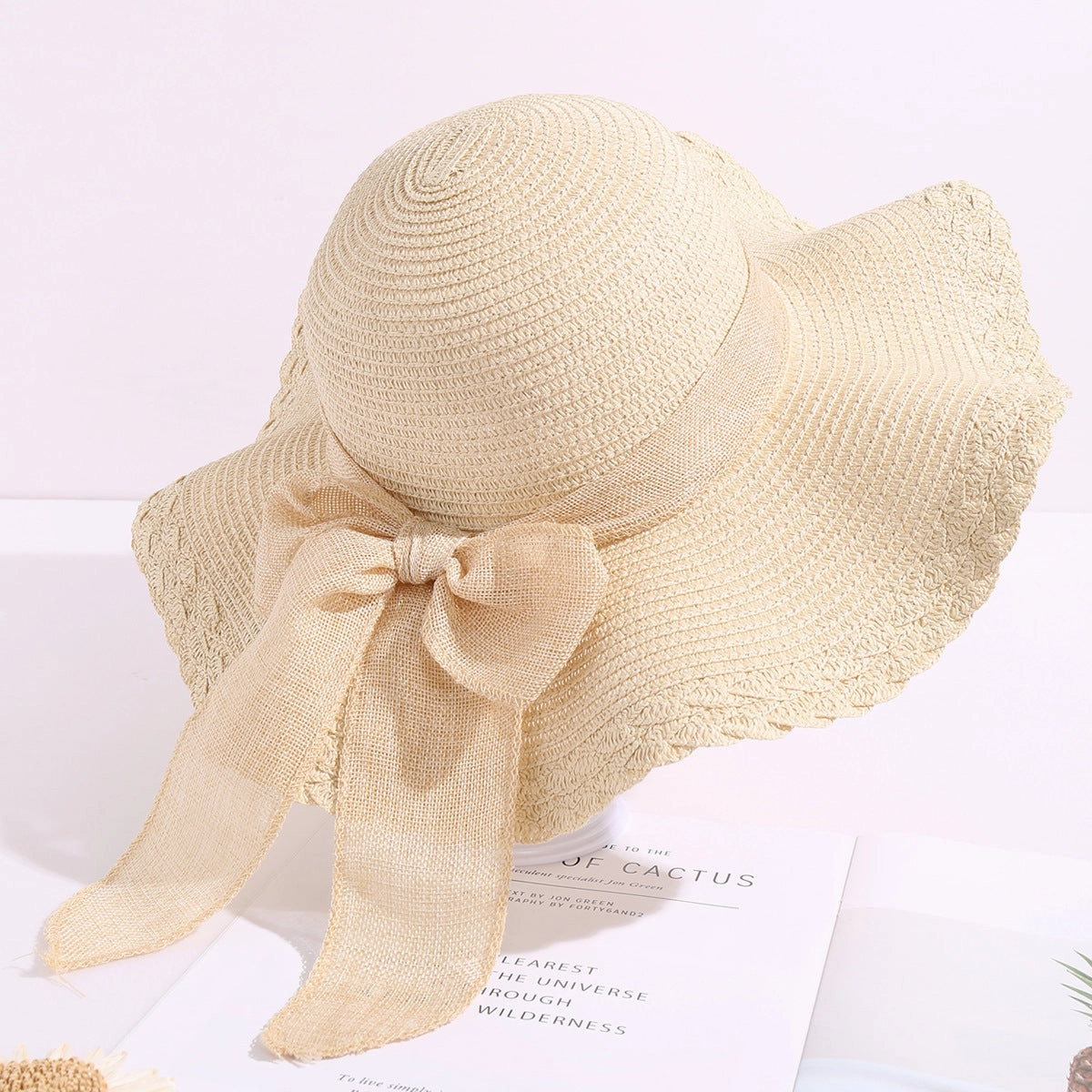 Wholesale Straw Woven Summer New Round Top Sunscreen Fisherman Hat 10pcs