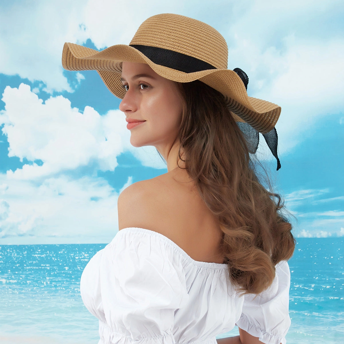 Wholesale Straw Woven Summer New Round Top Sunscreen Fisherman Hat 10pcs