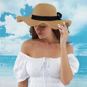 Wholesale Straw Woven Summer New Round Top Sunscreen Fisherman Hat 10pcs