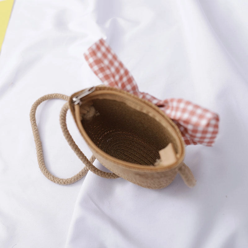 Wholesale Straw Woven Sunscreen Kids Wavy Bucket Hat Set