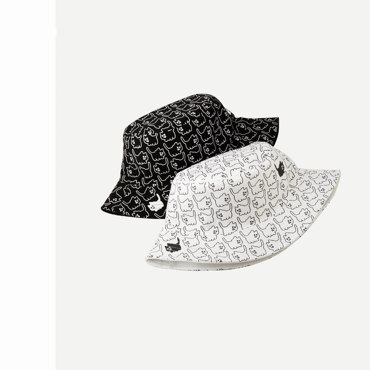 Wholesale Student hat cat embroidery double-sided bucket hat