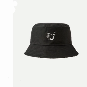 Wholesale Student hat cat embroidery double-sided bucket hat