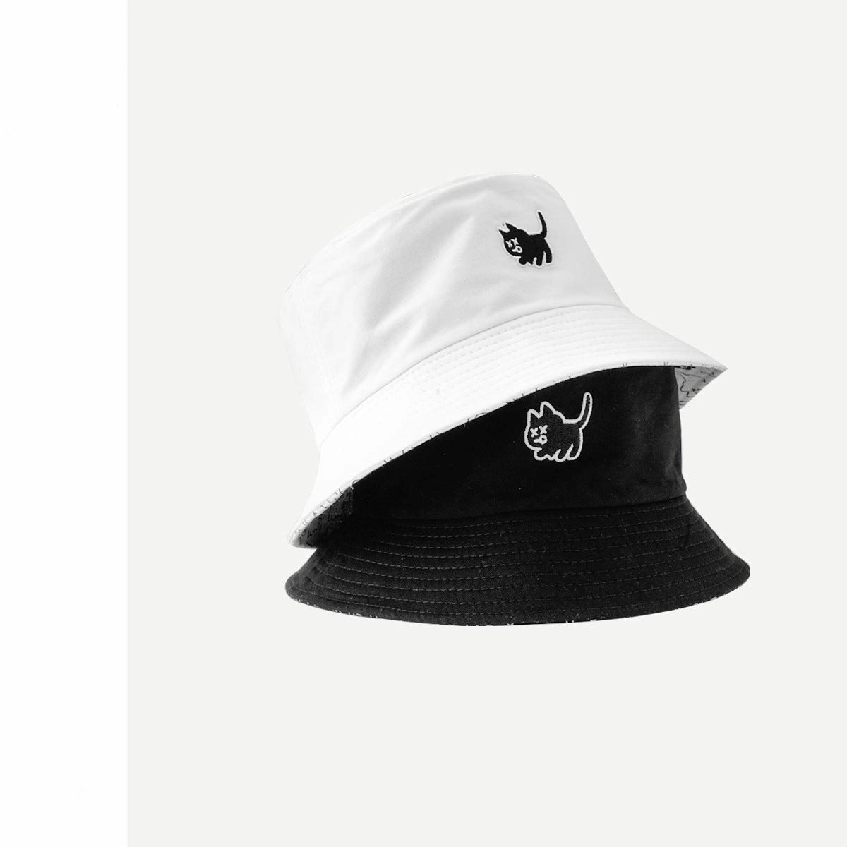 Wholesale Student hat cat embroidery double-sided bucket hat