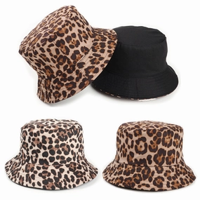 Wholesale Suede Leopard Bucket Hat