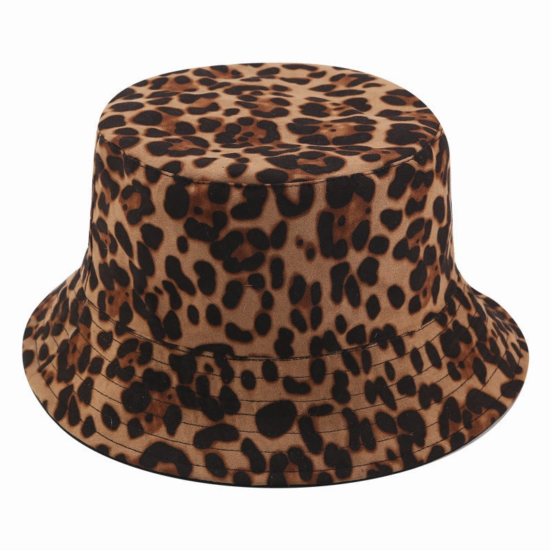 Wholesale Suede Leopard Print Bucket Hat