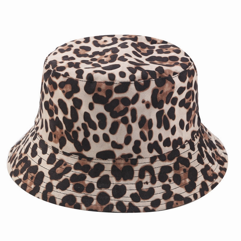 Wholesale Suede Leopard Print Bucket Hat