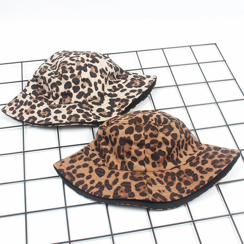 Wholesale Suede Leopard Print Bucket Hat