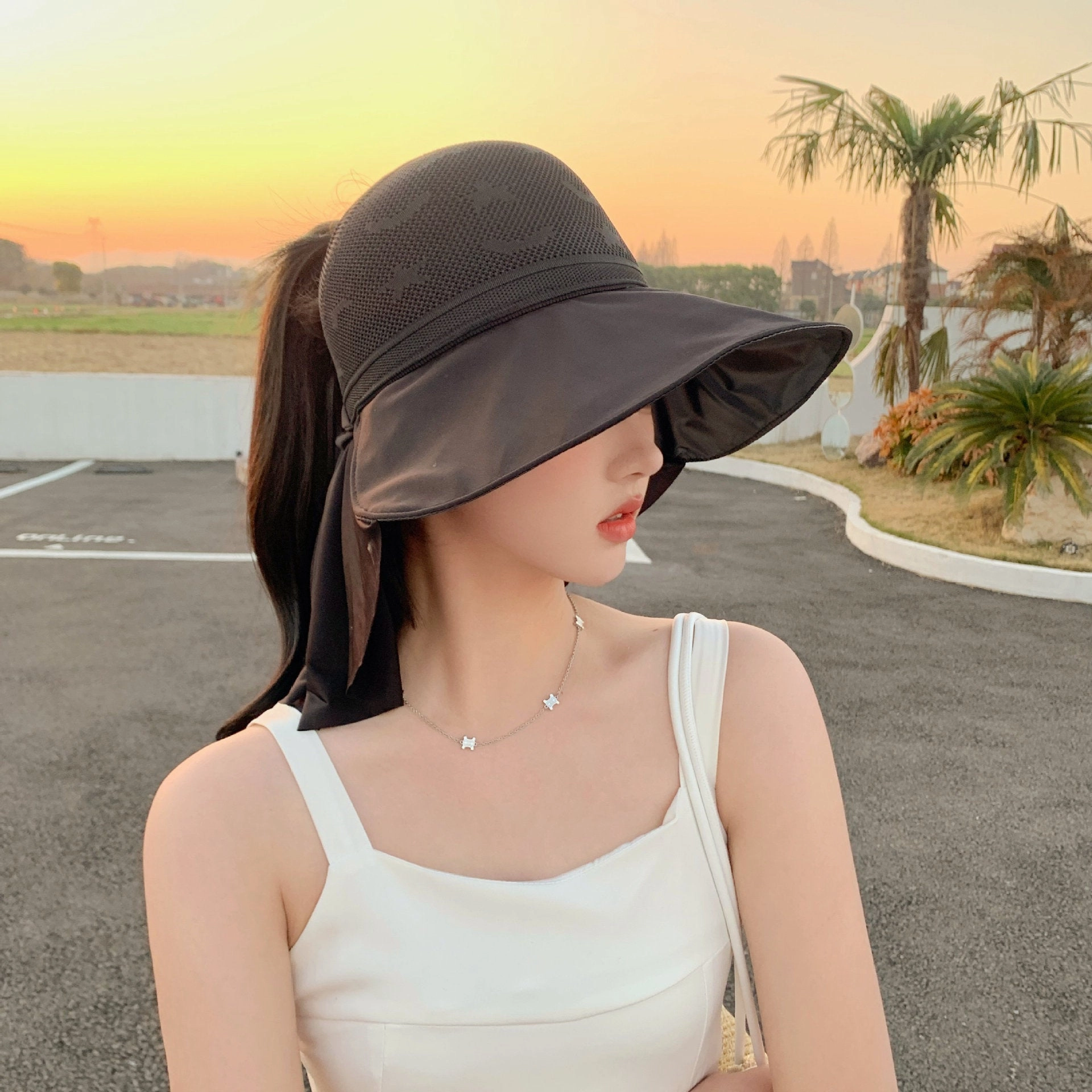 Wholesale Summer Bow Sunscreen Hat Big Brim Empty Hat