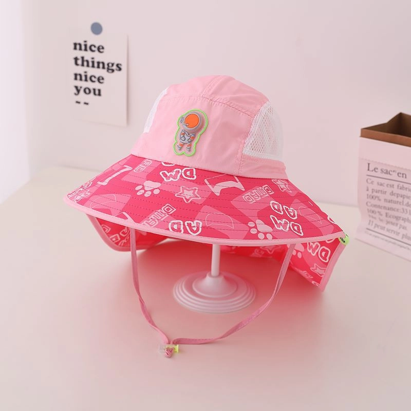 Wholesale Summer Kids Cotton Big Brim Shawl Bucket Hat
