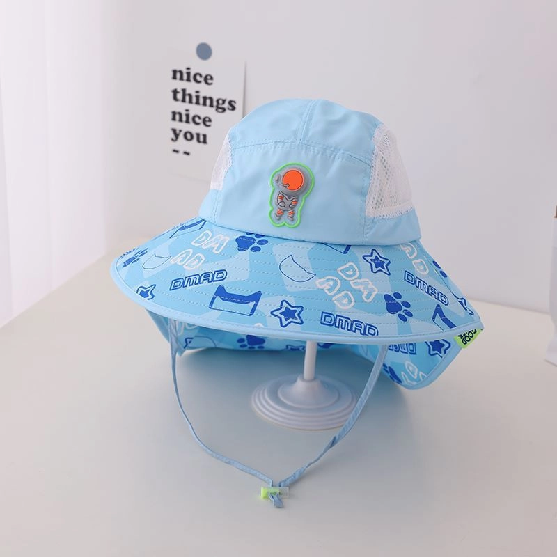 Wholesale Summer Kids Cotton Big Brim Shawl Bucket Hat