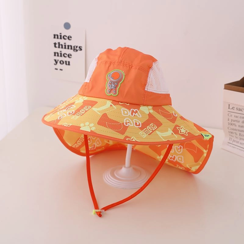 Wholesale Summer Kids Cotton Big Brim Shawl Bucket Hat