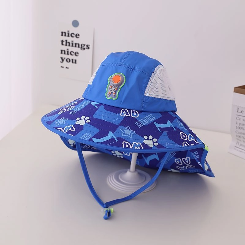 Wholesale Summer Kids Cotton Big Brim Shawl Bucket Hat