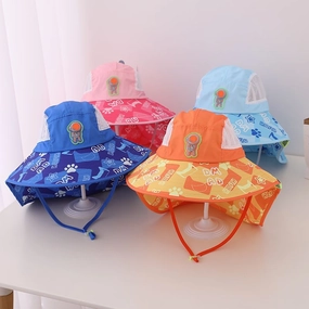 Wholesale Summer Kids Cotton Big Brim Shawl Bucket Hat