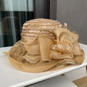 Wholesale Summer Lace Visor Elegant Pearl Flower Fisherman's Hat