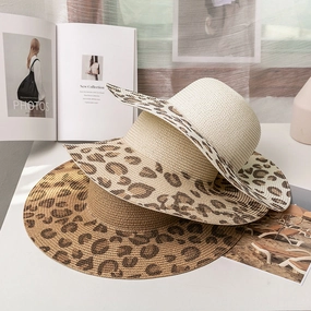 Wholesale Summer Leopard Print Straw Hats