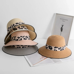 Wholesale Summer Leopard Straw Hats