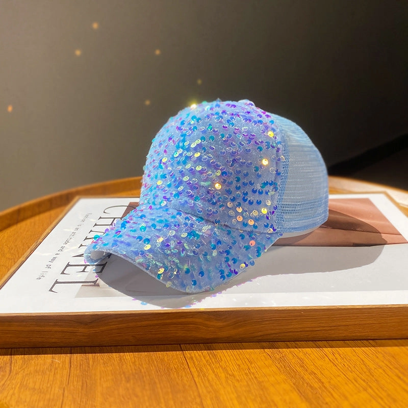 Wholesale Summer mesh sequin hat women's breathable sun hat travel fashion all-match baseball cap
