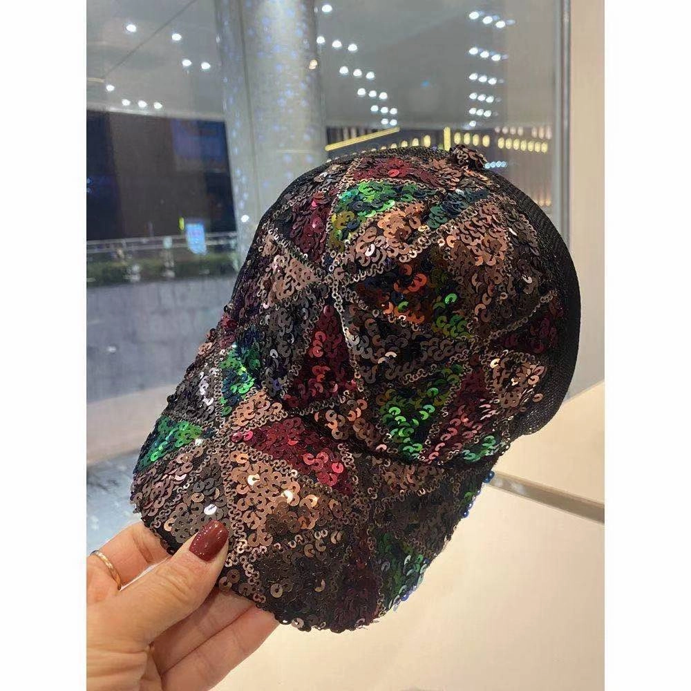 Wholesale Summer mesh sequin hat women's breathable sun hat travel fashion all-match baseball cap