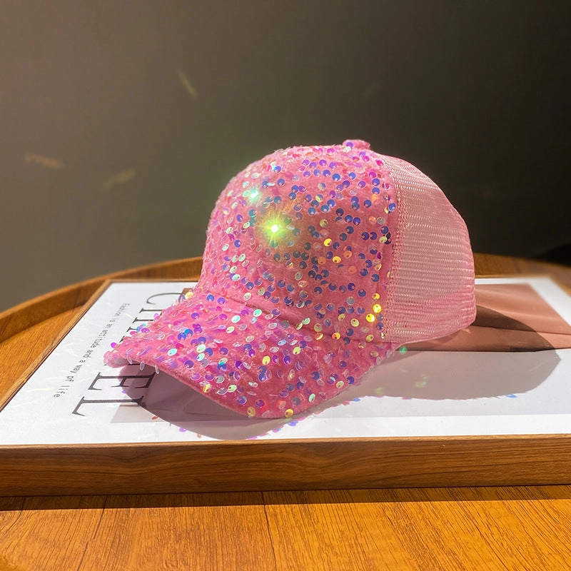 Wholesale Summer mesh sequin hat women's breathable sun hat travel fashion all-match baseball cap