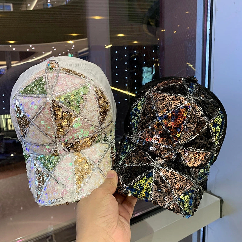 Wholesale Summer mesh sequin hat women's breathable sun hat travel fashion all-match baseball cap