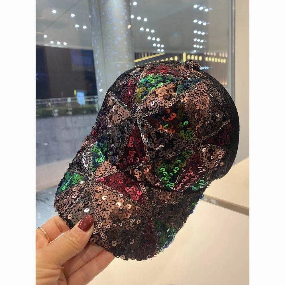 Wholesale Summer mesh sequin hat women's breathable sun hat travel fashion all-match baseball cap
