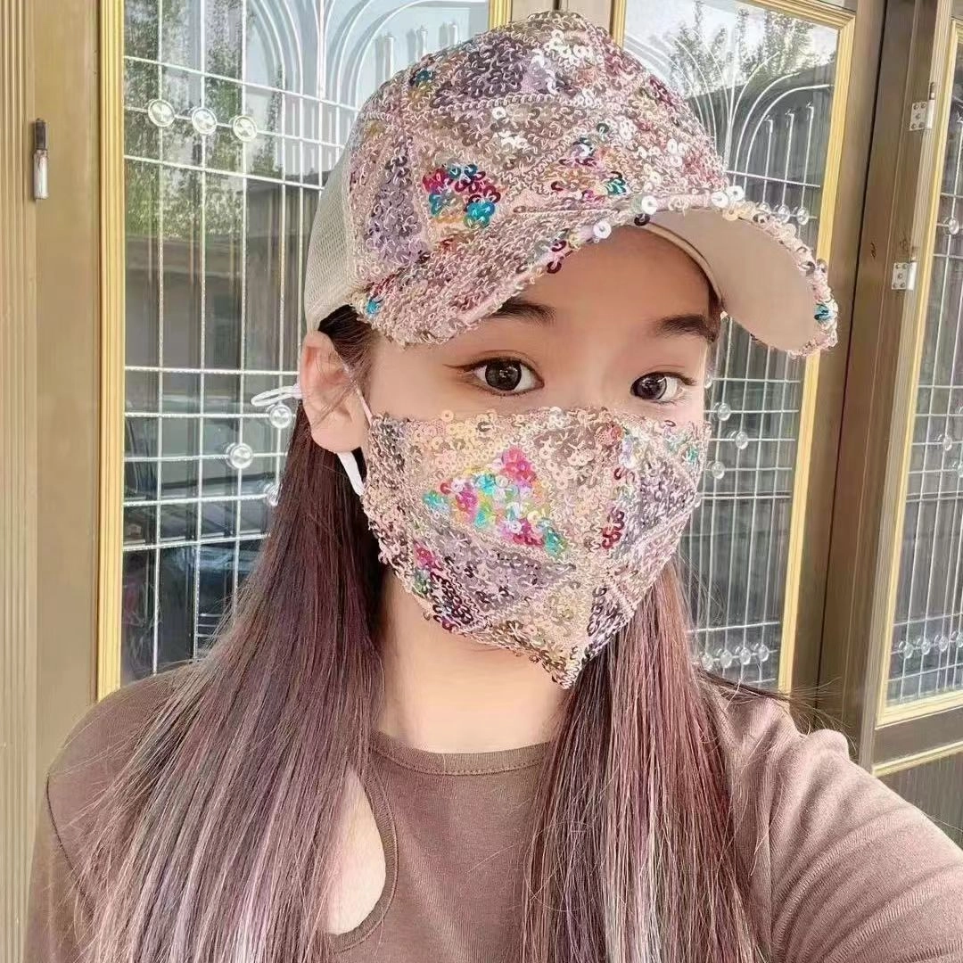 Wholesale Summer mesh sequin hat women's breathable sun hat travel fashion all-match baseball cap