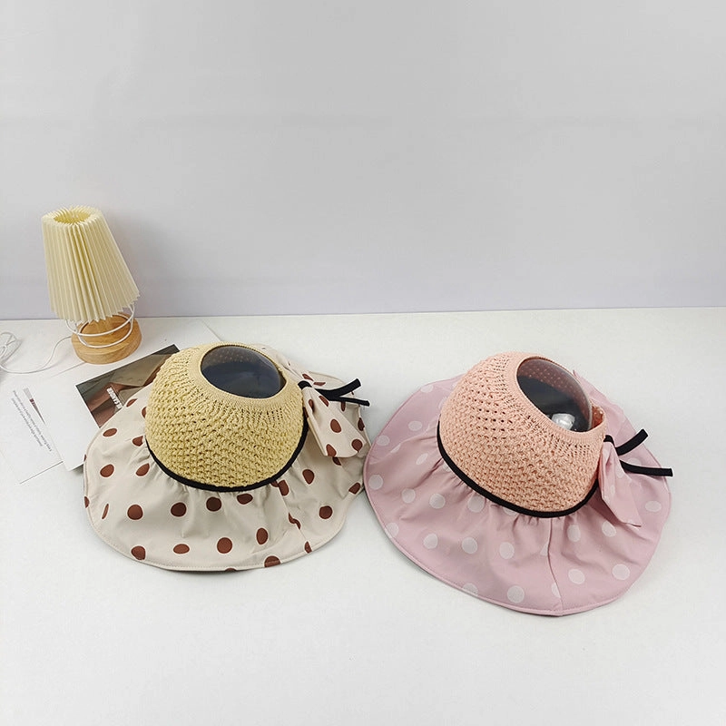 Wholesale Summer Polka Dot Sunscreen Hat Big Brim Empty Hat