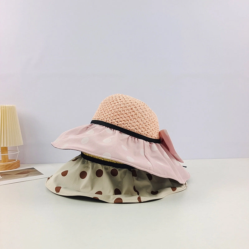 Wholesale Summer Polka Dot Sunscreen Hat Big Brim Empty Hat